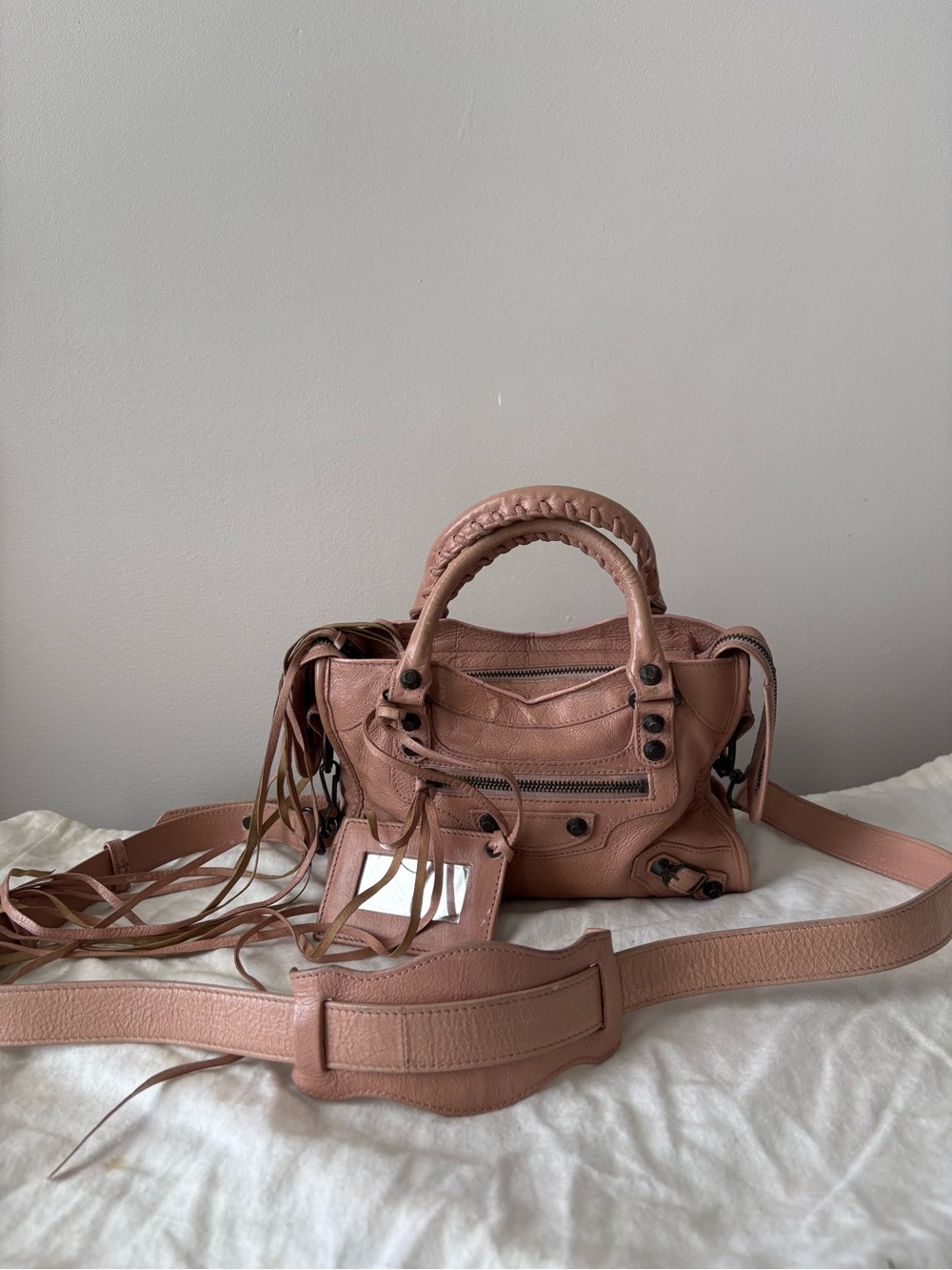 Balenciaga Dusty Rose Leather Satchel